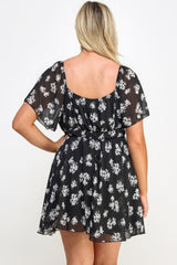 Plus Size Floral Chiffon Mini Dress