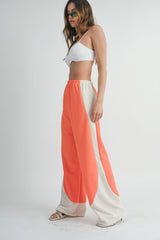 Two Toned Comfortable Chic Wide Leg Pants