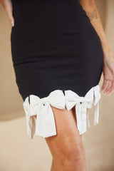 Black & White Combination Bow Bottom Mini Dress