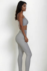 Grey Ribbed Tube Top & Leggings Set