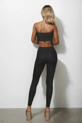 Black Ribbed Tube Top & Leggings Set