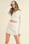 Waffle Knit Bell Sleeve Top And Skirt Set