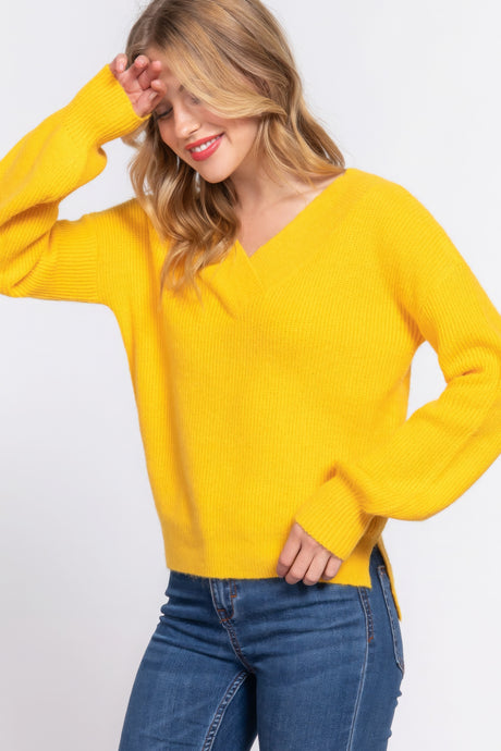 Long Sleeve Double V-neck Sweater