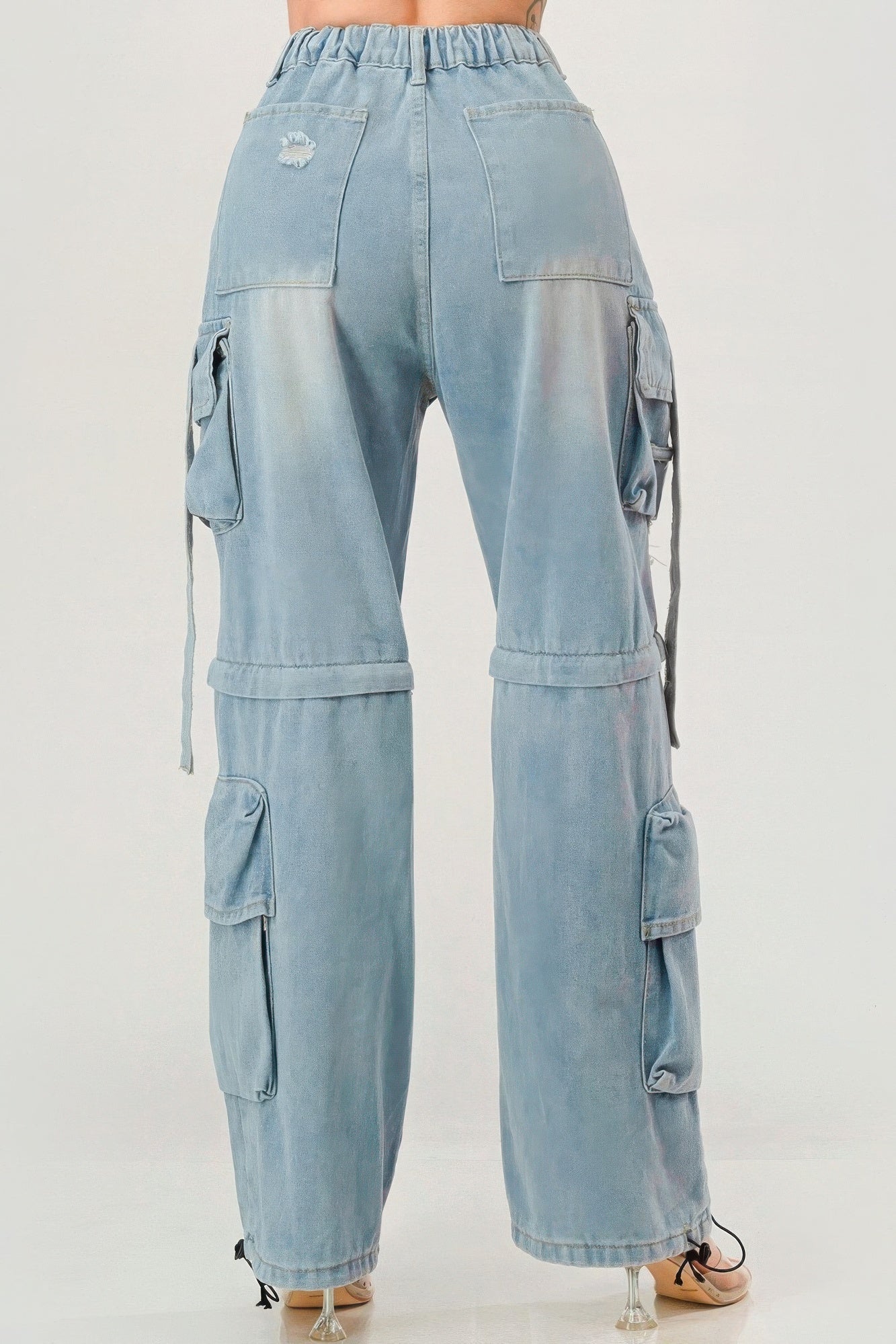 Light Washed Cargo Denim Jeans