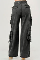 Belted Denim Cargo Jeans