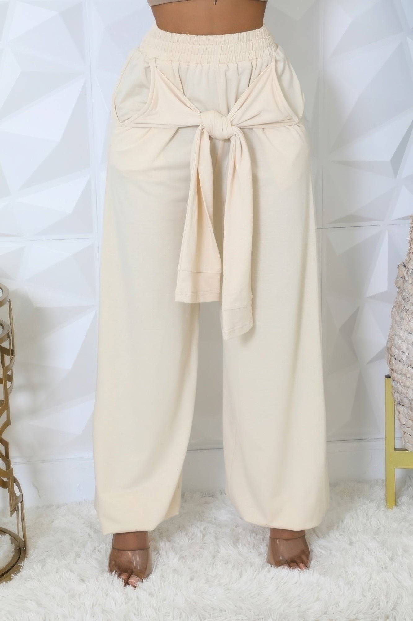 Front Tie High-waisted Stretch Pants