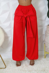 Front Tie High-waisted Stretch Pants