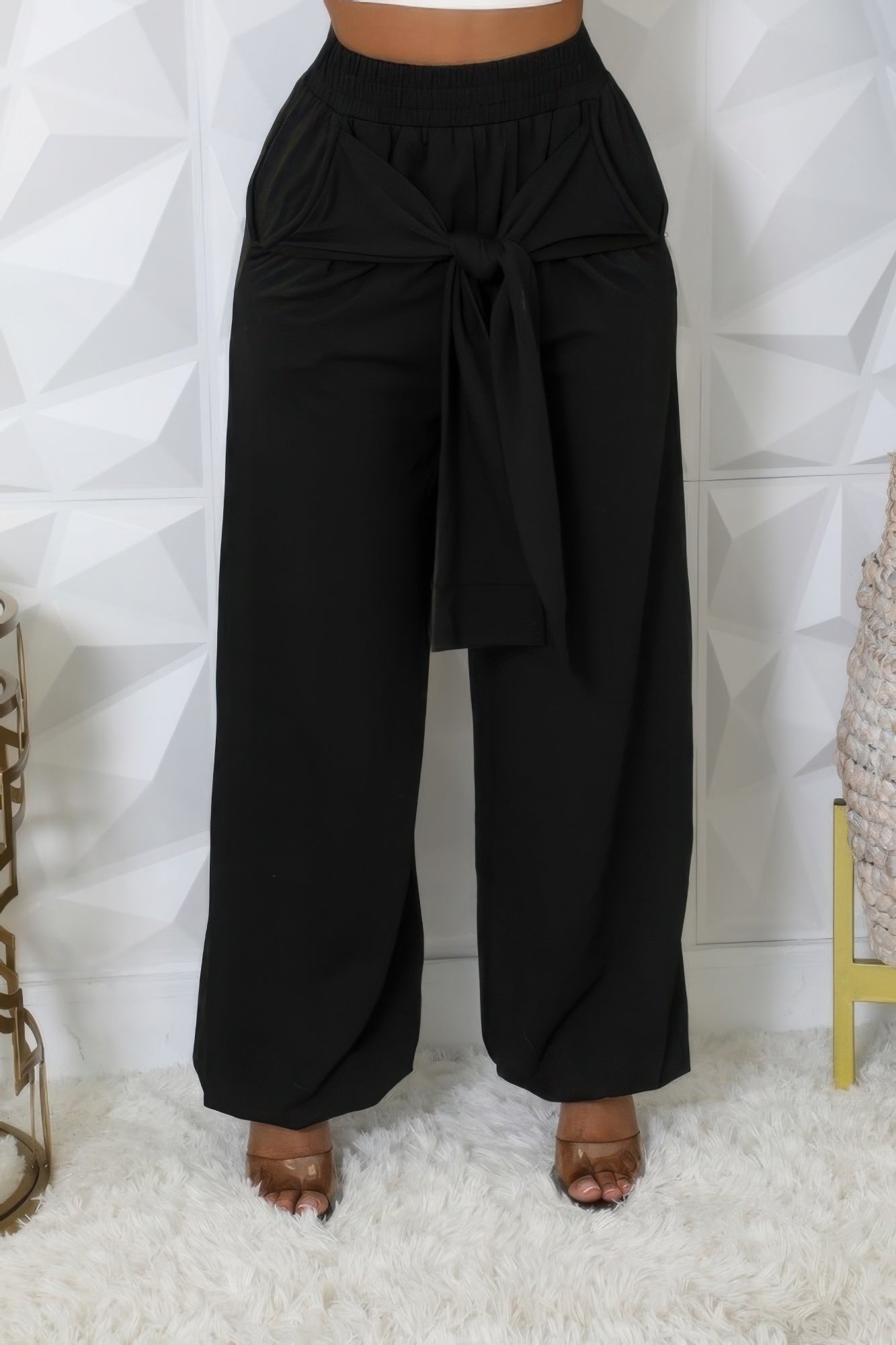 Front Tie High-waisted Stretch Pants