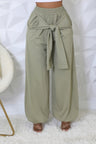 Front Tie High-waisted Stretch Pants