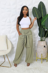 Front Tie High-waisted Stretch Pants