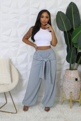 Front Tie High-waisted Stretch Pants