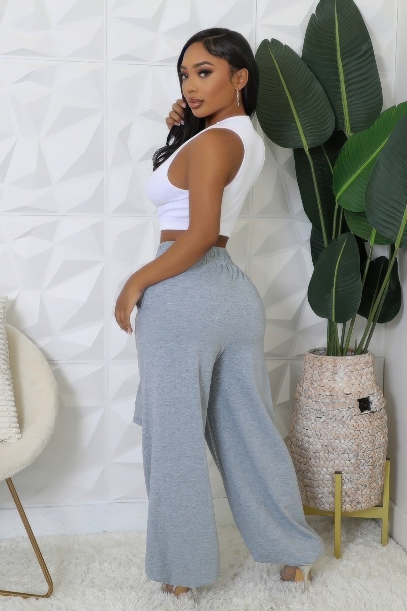 Front Tie High-waisted Stretch Pants