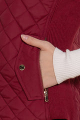 Burgundy Suede Piping Quilted Padding Vest