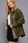 Long Sleeve Faux Leather Shacket