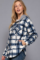 Plaid Print Hoodie Fleece Jacket