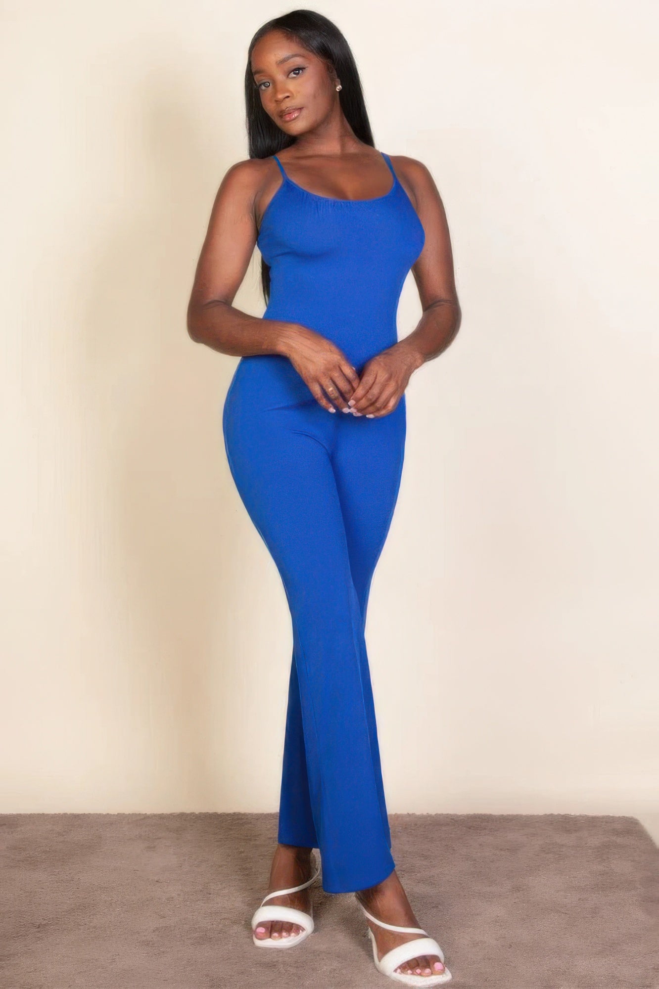 Royal Blue Ribbed Cropped Top and Maxi Side Slit Skirt