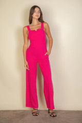 Fuchsia Notched Neck Cami Jumpsuit