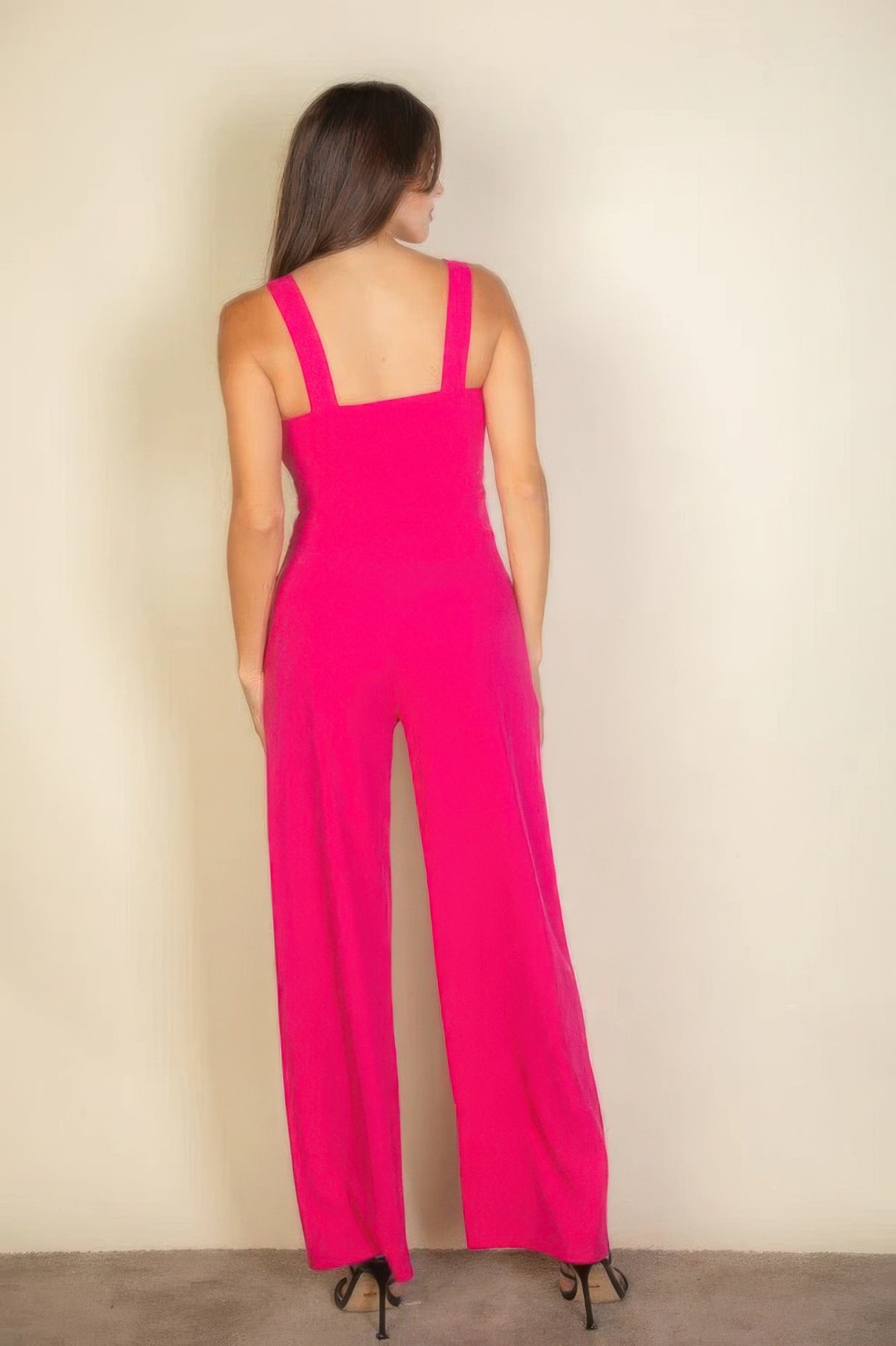 Fuchsia Notched Neck Cami Jumpsuit