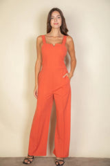 Rust Notched Neck Cami Jumpsuit