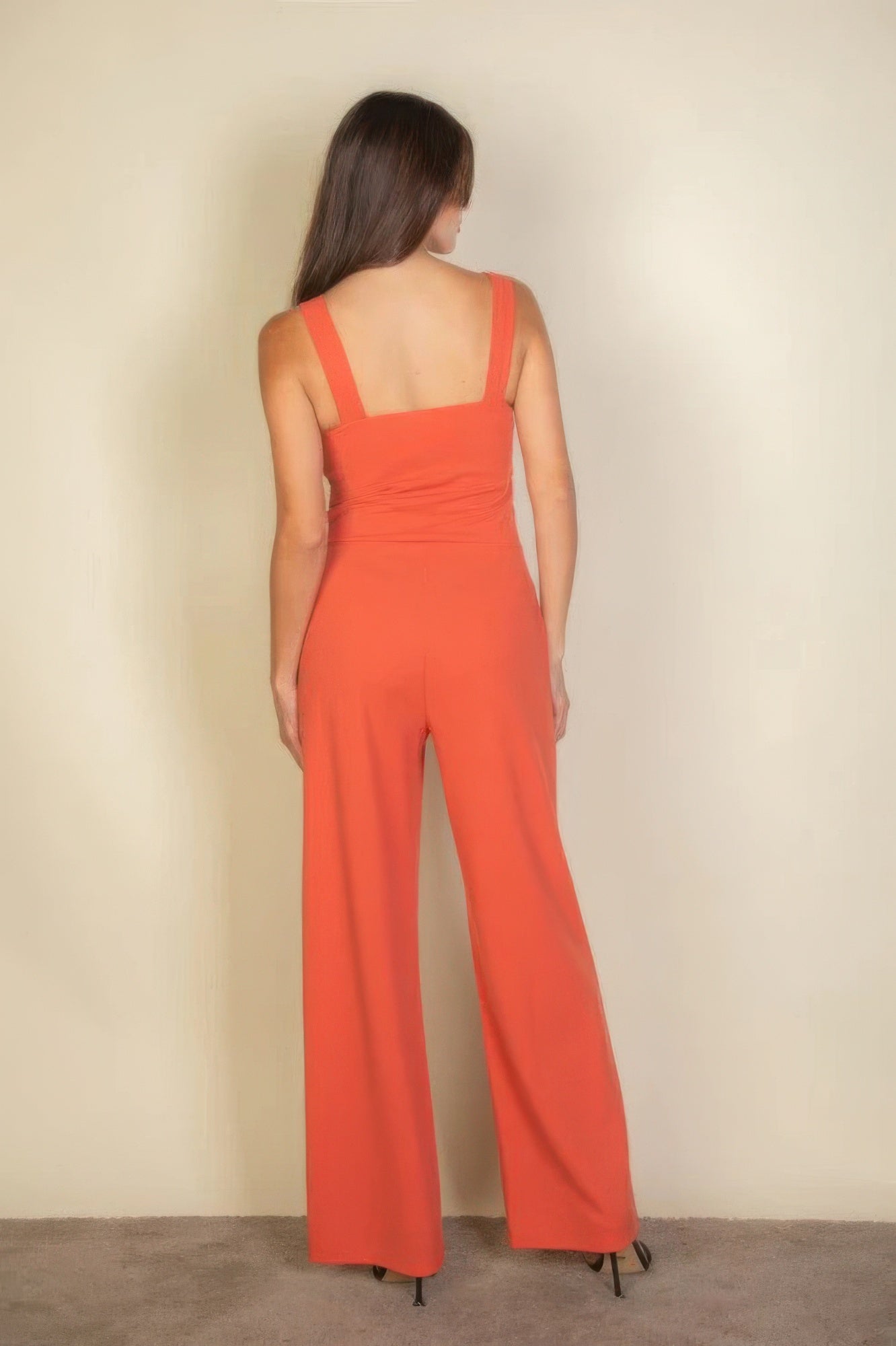 Rust Notched Neck Cami Jumpsuit