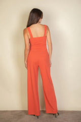 Rust Notched Neck Cami Jumpsuit