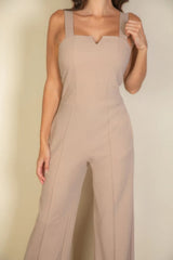 Taupe Notched Neck Cami Jumpsuit