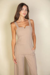 Taupe Notched Neck Cami Jumpsuit