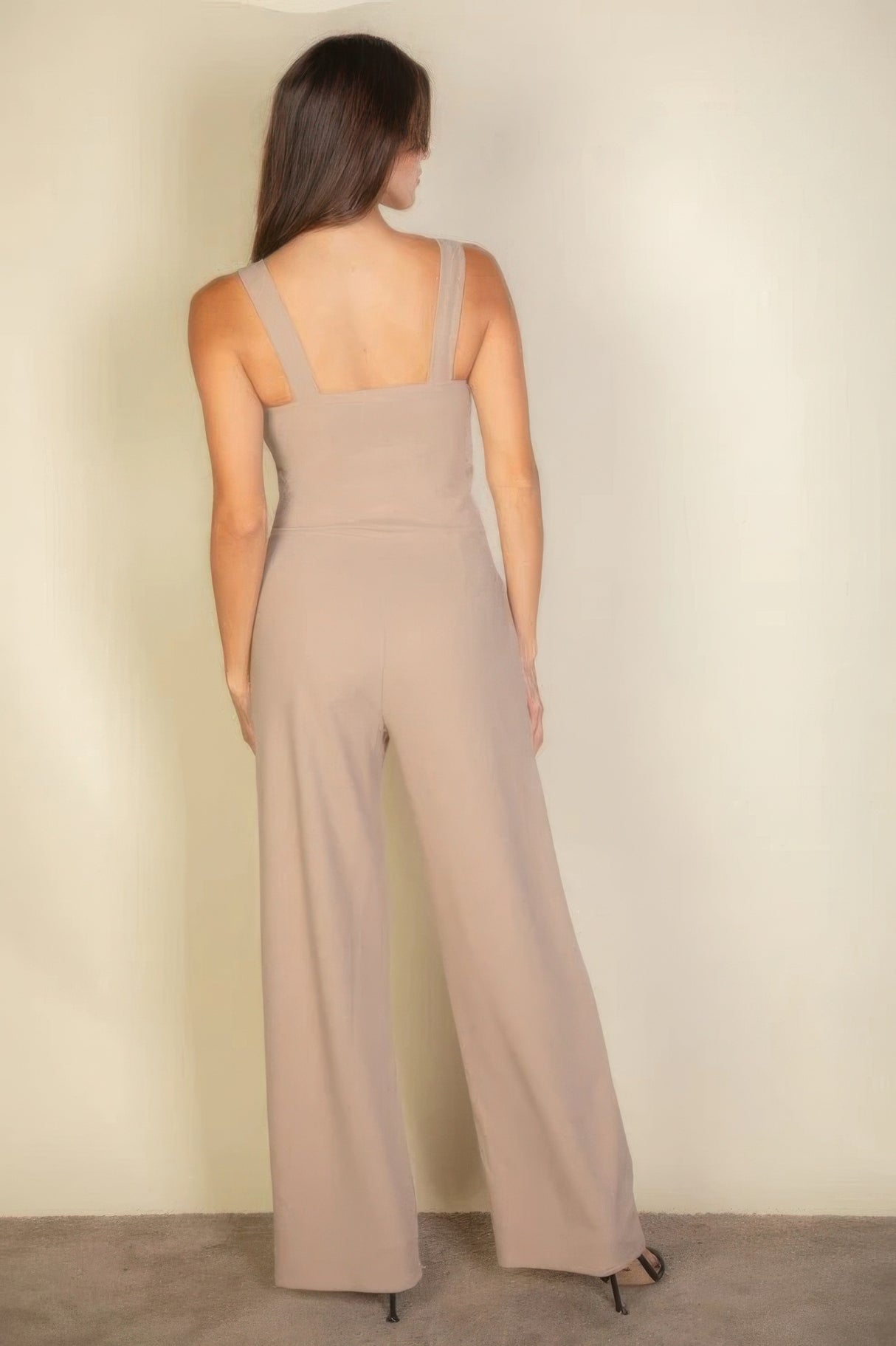 Taupe Notched Neck Cami Jumpsuit