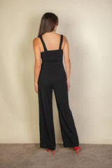 Black Notched Neck Cami Jumpsuit