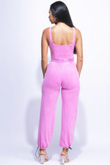 Pink Washed Jumpsuit With Adjustable Ankle