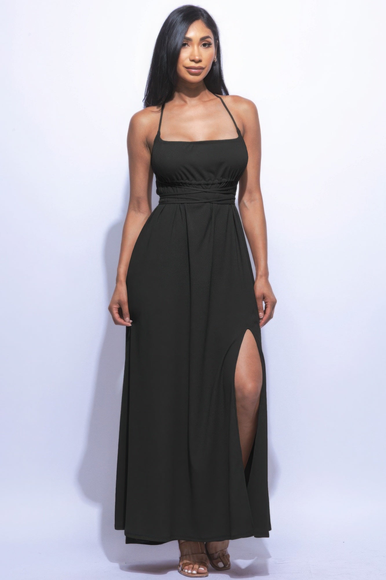 Black Side Slit Skirt Style Maxi Dress