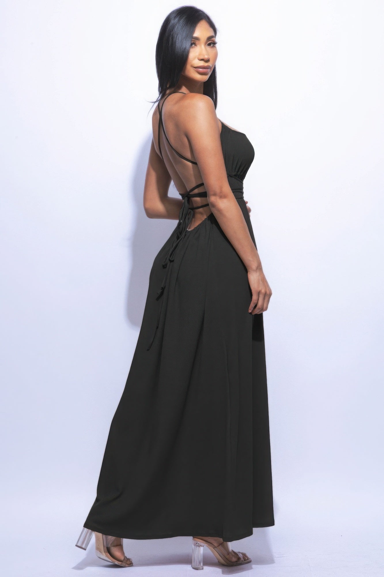 Black Side Slit Skirt Style Maxi Dress