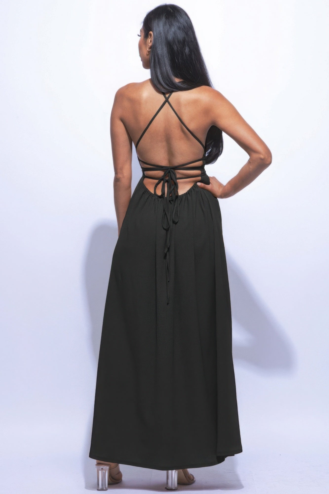 Black Side Slit Skirt Style Maxi Dress