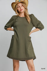 Olive French Terry Mini Dress