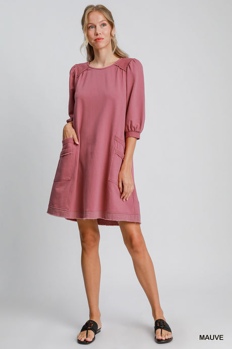 Mauve French Terry Mini Dress