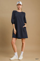 Navy French Terry Mini Dress