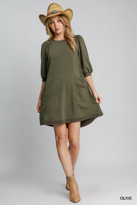 Olive French Terry Mini Dress