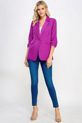 Orchid Buttoned Detail 3/4 Sleeve Blazer