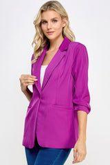 Orchid Buttoned Detail 3/4 Sleeve Blazer