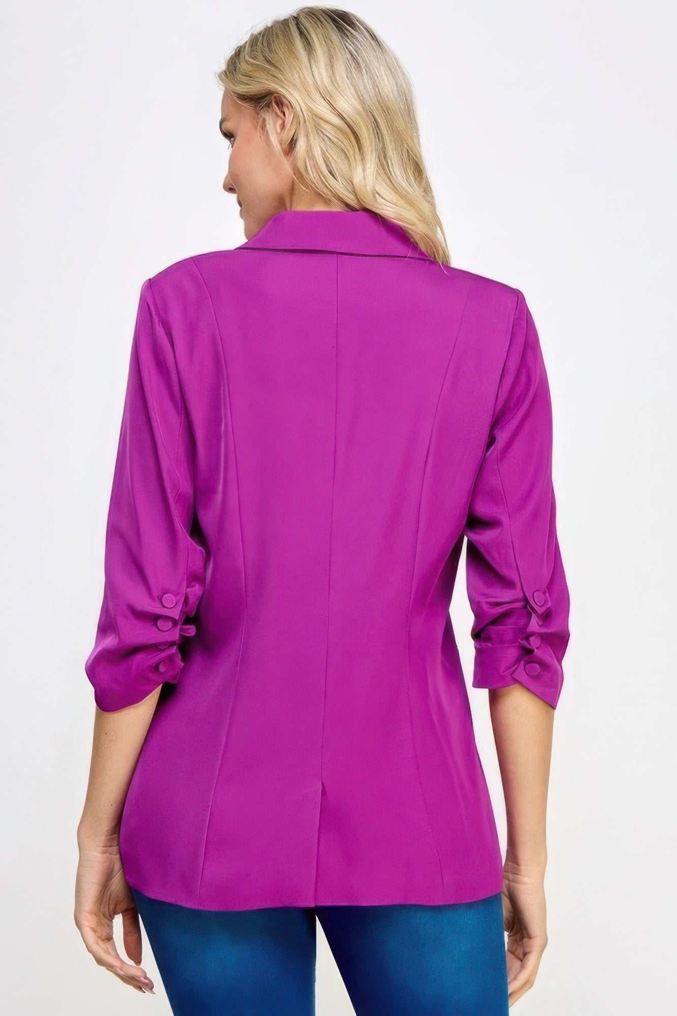 Orchid Buttoned Detail 3/4 Sleeve Blazer