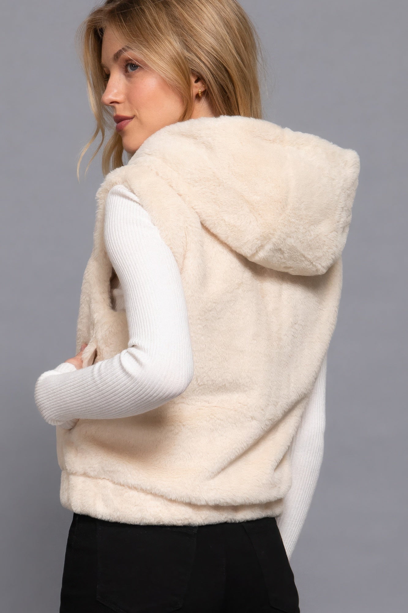 Vanilla Hoodie Faux Fur Vest