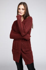 Twist Knitted Open Front Cardigan With Pockets king-general-store-5710.myshopify.com