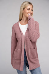 Low Gauge Waffle Open Cardigan Sweater king-general-store-5710.myshopify.com