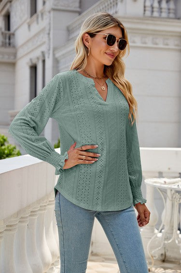 V-Neck Long Sleeve Top