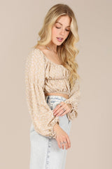 Long Sleeve Square Neck Floral Crop Top king-general-store-5710.myshopify.com