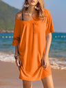 Pocketed V-Neck Short Sleeve Tee Dress