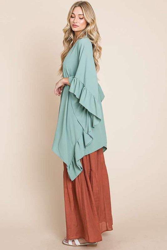 Wide Sleeves Ruffle Kimono king-general-store-5710.myshopify.com