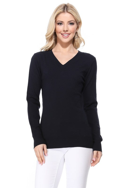 Women's Long Sleeve V-Neck Pulll Over Sweater Top king-general-store-5710.myshopify.com