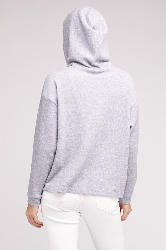 Hooded Brushed Melange Hacci Sweater king-general-store-5710.myshopify.com