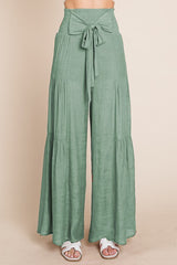 Tie Front Ruched Waist Back Pants king-general-store-5710.myshopify.com